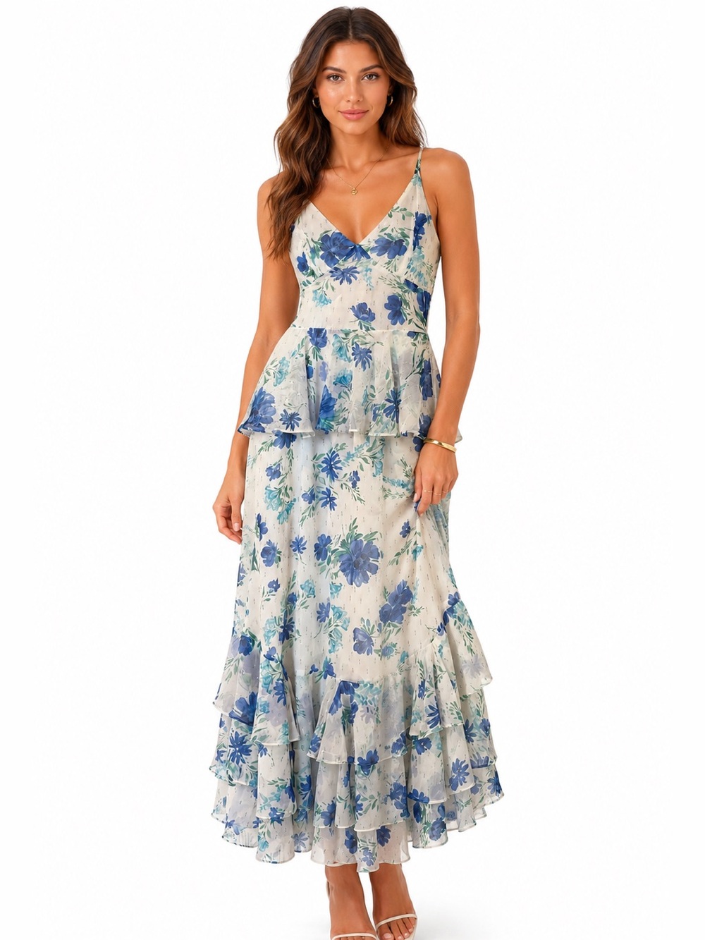 Yumi Kim Kaia Maxi Dress “Love Is King” Floral Maxi Dress | Ivory Blue - Picture 1 of 5